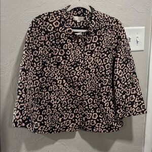 Ann Taylor Loft Leopard Animal Print Cheetah 3/4 Sleeve Blazer Jacket Sz XL NWT